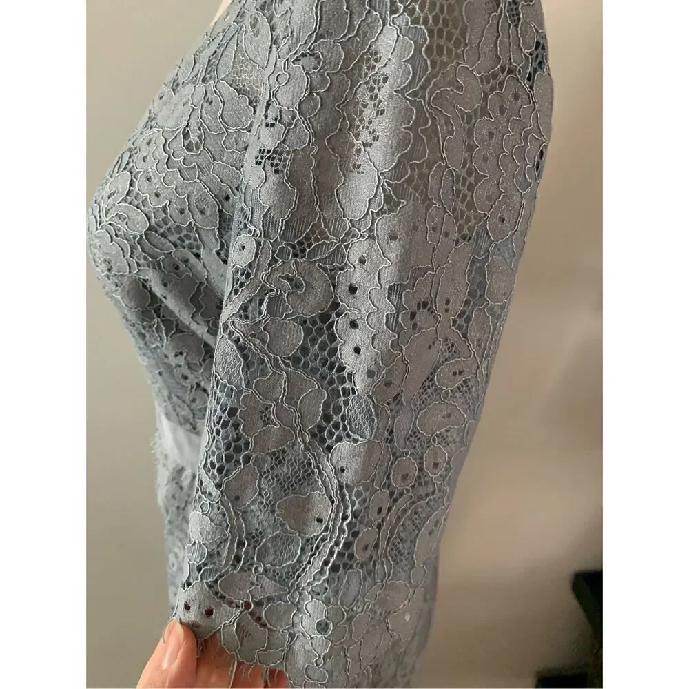 Adrianna Papell Lace Dress Gown Grey/Grayish Blue Mother of the Bride Size 2